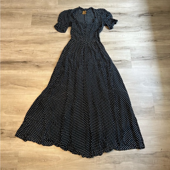 Vintage Dresses & Skirts - Vintage 60s Original Biba Dress black & white Polkadot maxi xs